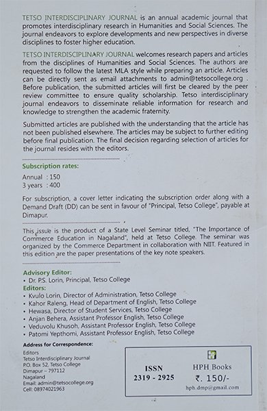 Tetso Interdisciplinary Journal Vol.2: Commerce Education in Nagaland - Image 3